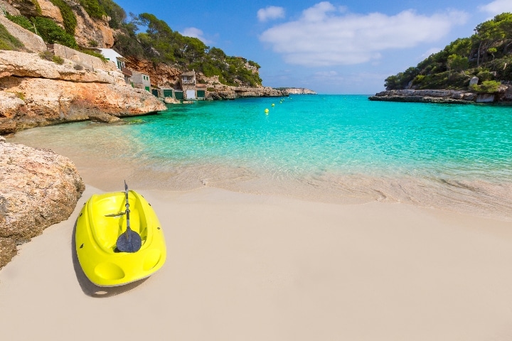 Majorca Cala Llombards Santanyi beach in Mallorca Balearic Island of Spain